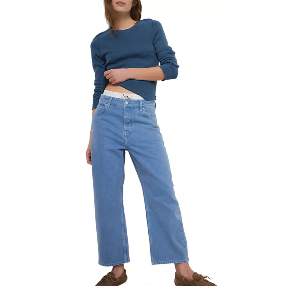We The Free People Jeans Size 27 Blue Dropped Boyfriend Barrel Cotton Rigid